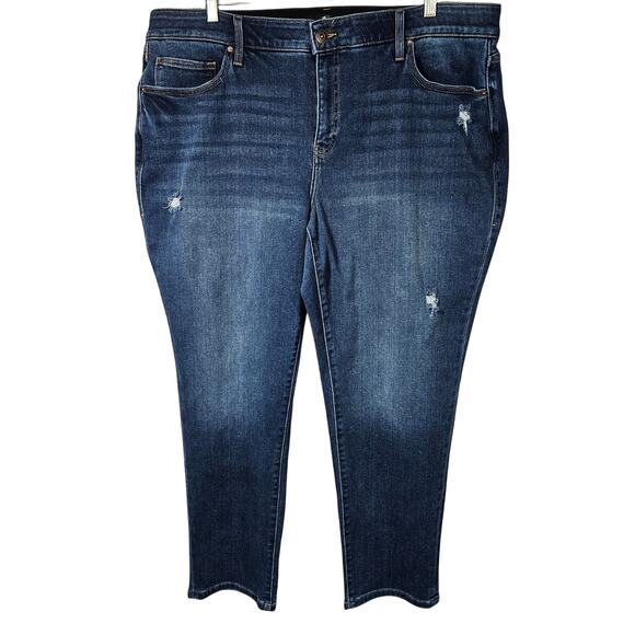 LulaRoe Magic Waist Denim Stretch Distressed Skinny Jeans Size 40 - Picture 1 of 8